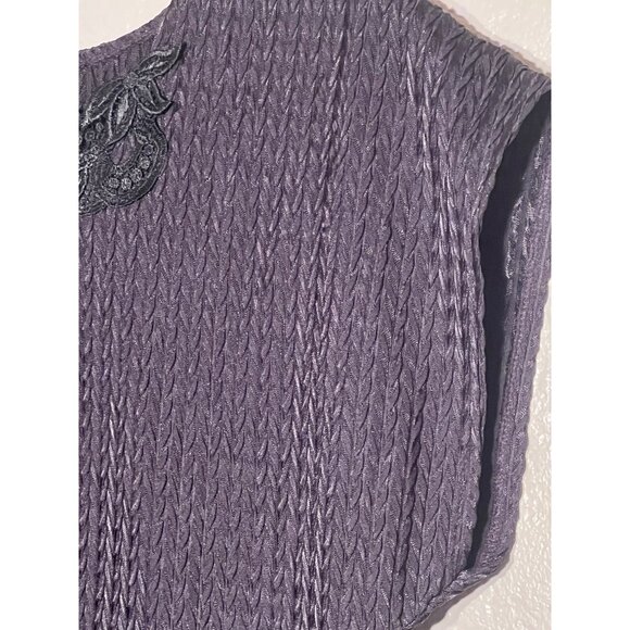 VTG Alice Stuart Small Black Top Pull Over Textured Weaved Floral Lace - Picture 8 of 13